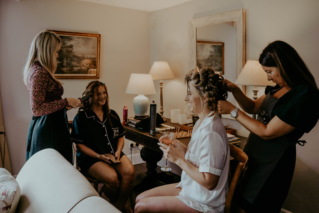 Bridal Hair Preperations at Mapperton House